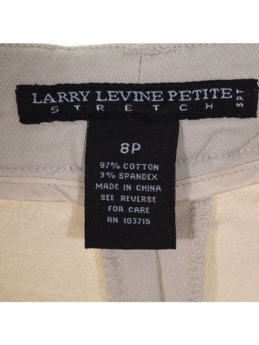 Larry Levine Womens Cropped Pants 8P Tan Khaki Empbroidered Stretchy - Picture 7 of 9